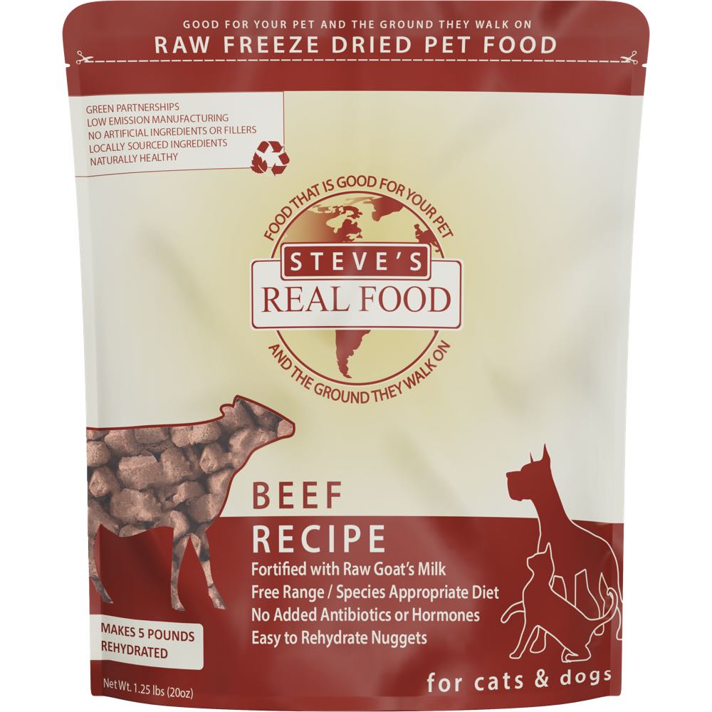 'BUNDLE DEAL+FREE FD TREATS': Steve's Real Food Beef Grain-Free Freeze-Dried Raw Food For Cats & Dogs 20oz