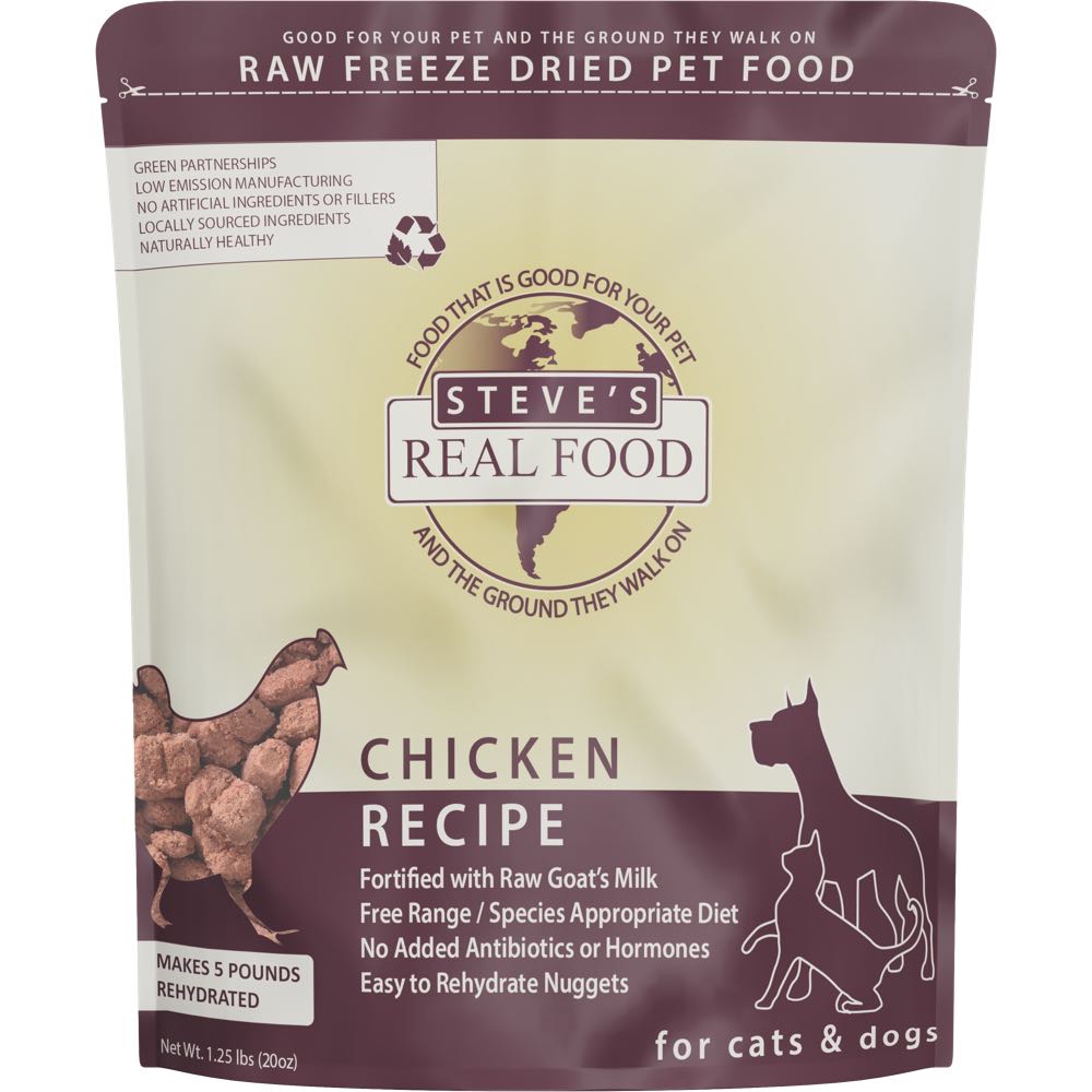 'BUNDLE DEAL+FREE FD TREATS (Exp 23Dec25)': Steve's Real Food Chicken Grain-Free Freeze-Dried Raw Food For Cats & Dogs 20oz