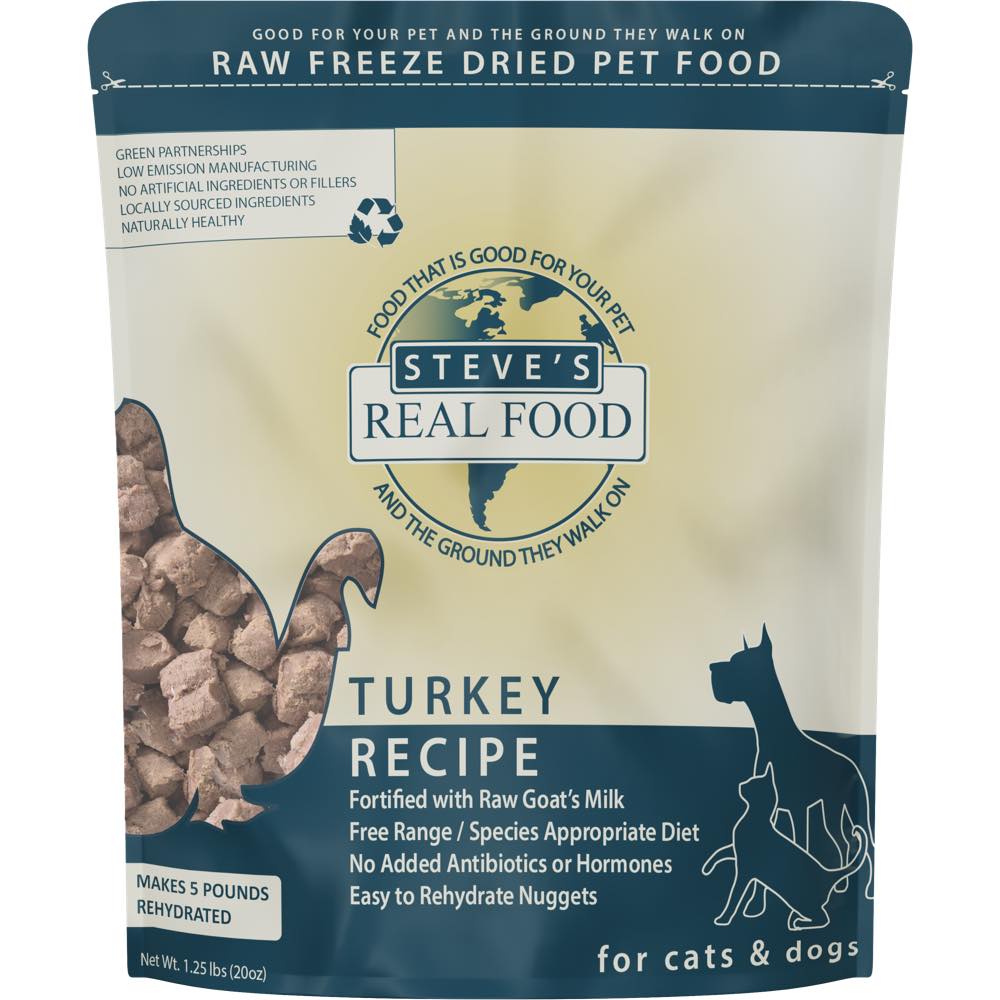 'BUNDLE DEAL+FREE FD TREATS': Steve's Real Food Turkey Grain-Free Freeze-Dried Raw Food For Cats & Dogs 20oz