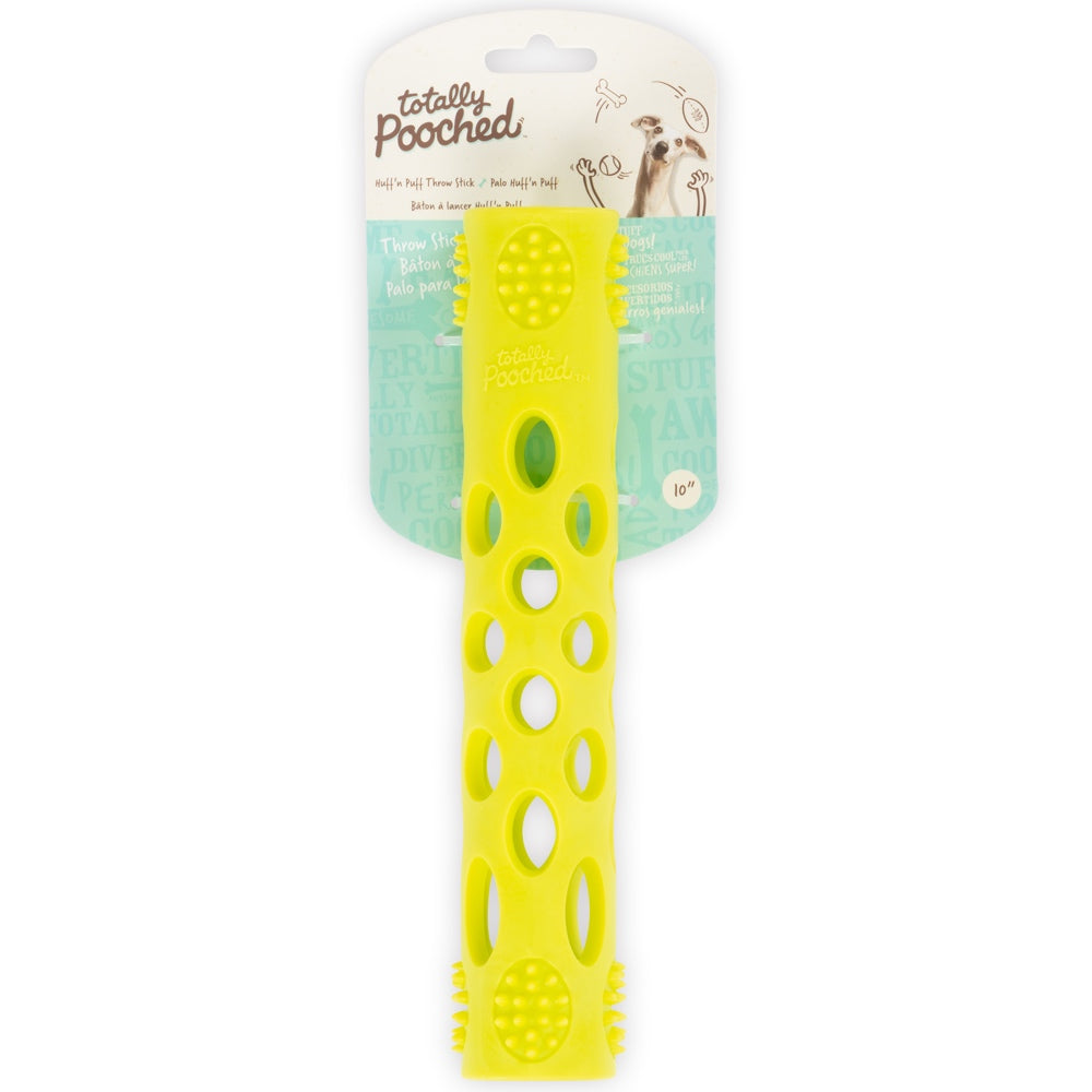 Totally Pooched Huff'n Puff Rubber Stick Dog Toy (Green)