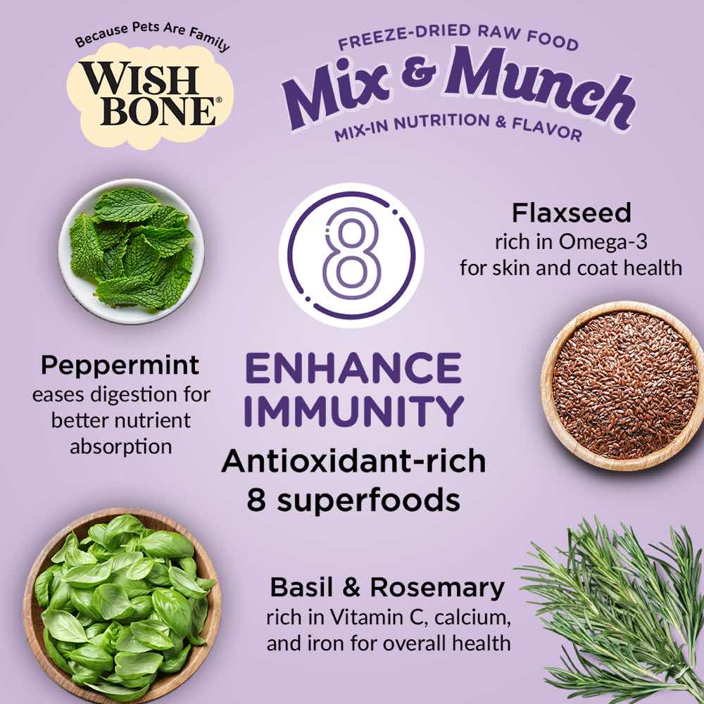 Wishbone Mix & Munch Beef & Ocean Fish Grain-Free Freeze-Dried Raw Food Dog Food Topper 350g