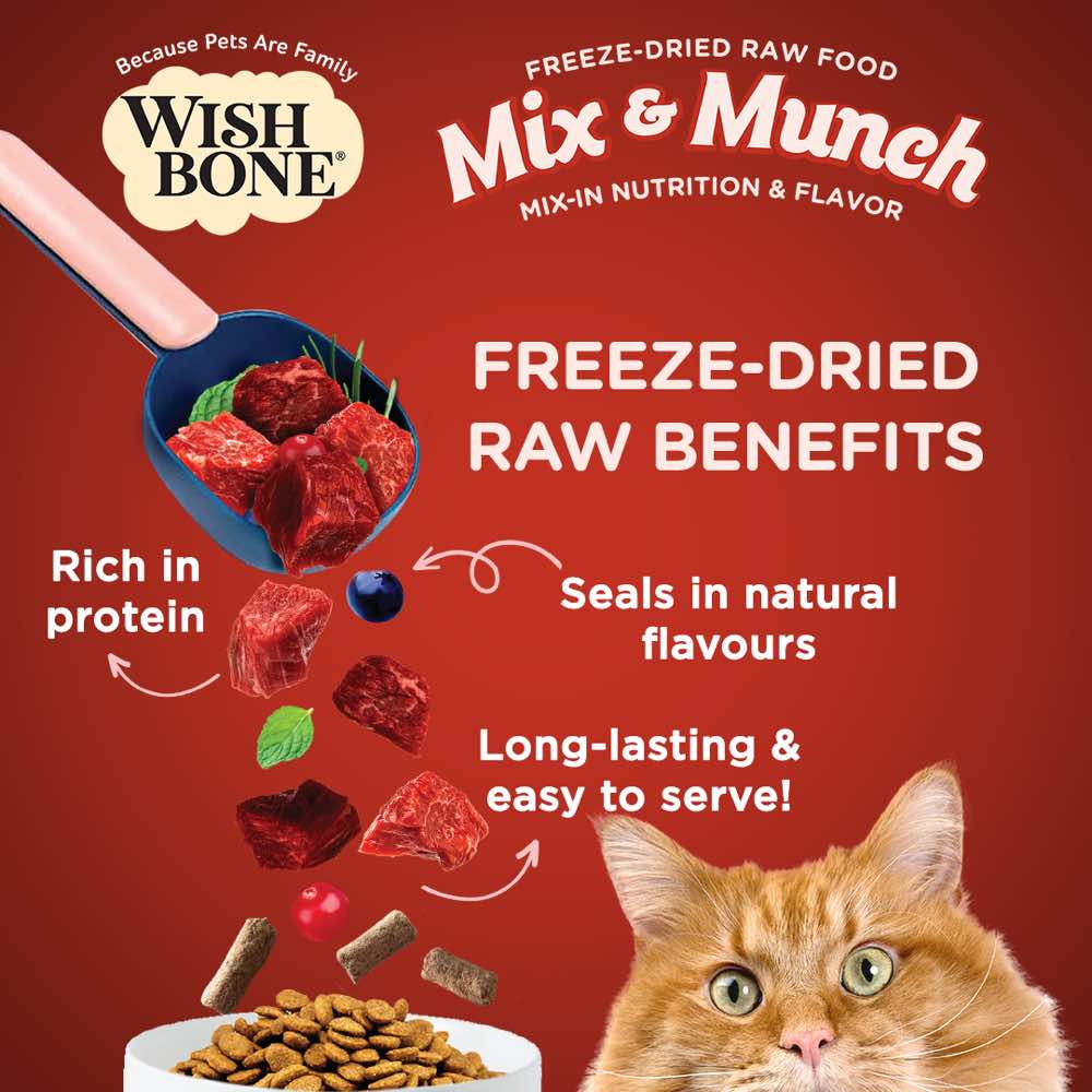 Wishbone Mix & Munch Beef & Venison Grain-Free Freeze-Dried Raw Food Cat Food Topper 350g