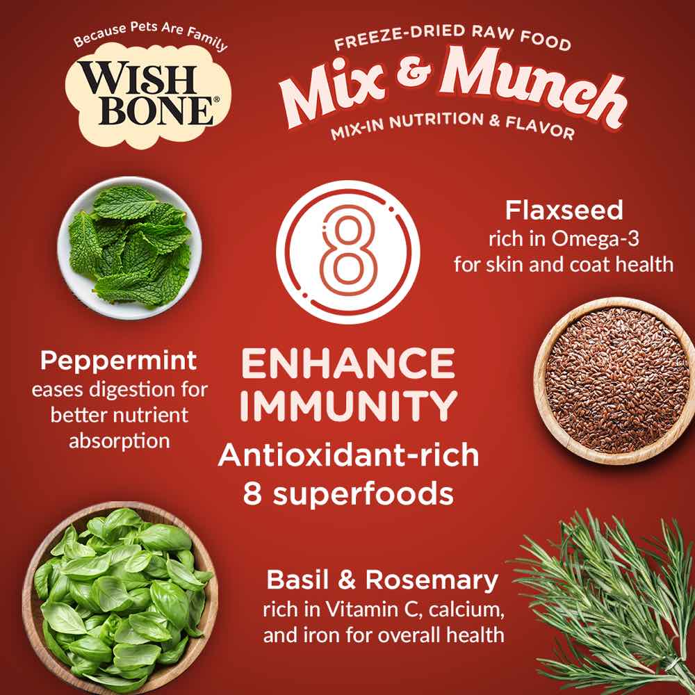 Wishbone Mix & Munch Beef & Venison Grain-Free Freeze-Dried Raw Food Cat Food Topper 350g
