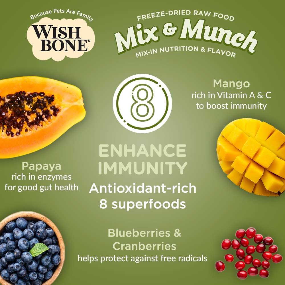 "Wishbone Mix & Munch Lamb, Goat & Chicken Grain-Free Freeze-Dried Raw Food Cat Food Topper 350g"