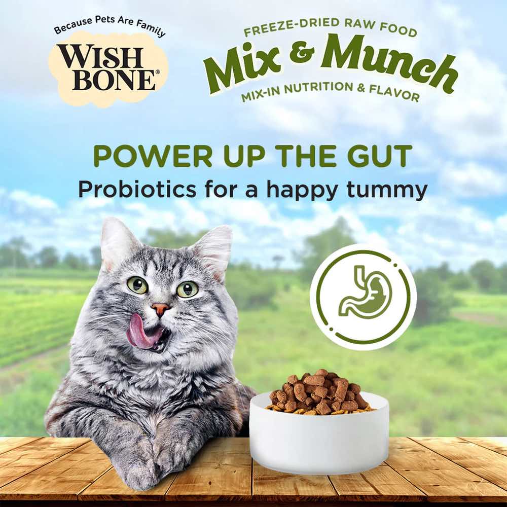 "Wishbone Mix & Munch Lamb, Goat & Chicken Grain-Free Freeze-Dried Raw Food Cat Food Topper 350g"