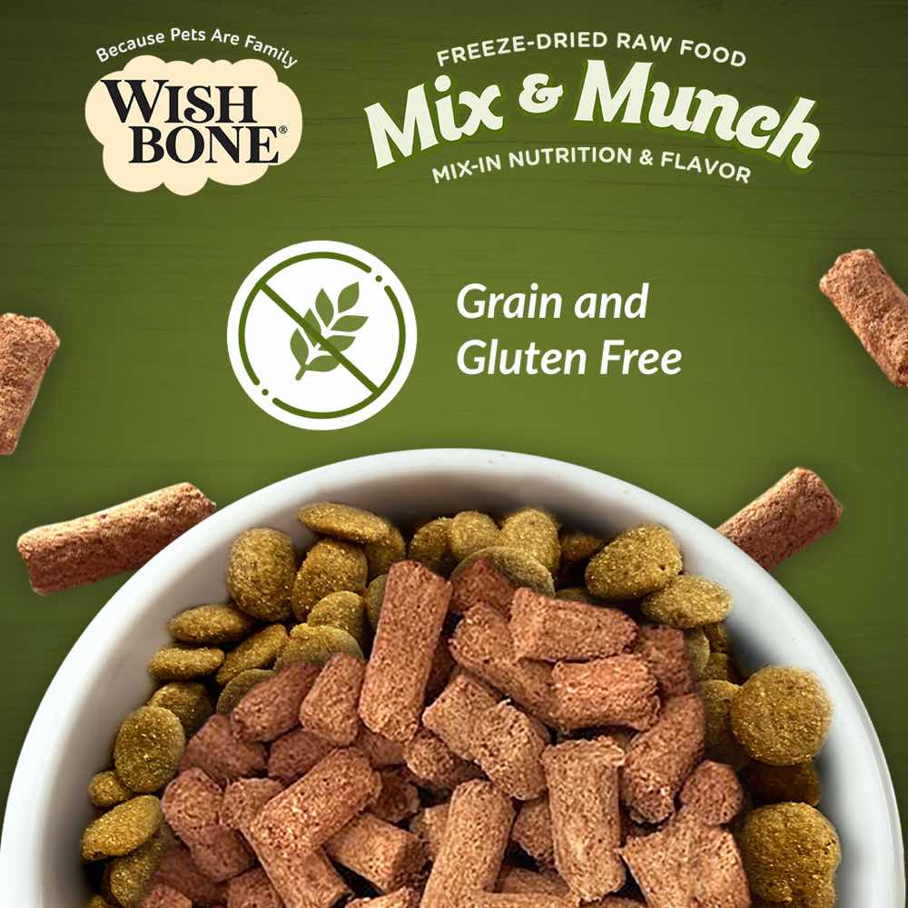 "Wishbone Mix & Munch Lamb, Goat & Chicken Grain-Free Freeze-Dried Raw Food Cat Food Topper 350g"