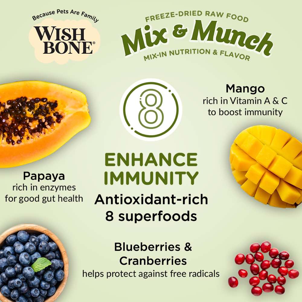 "Wishbone Mix & Munch Lamb, Goat & Chicken Grain-Free Freeze-Dried Raw Food Dog Food Topper 350g"