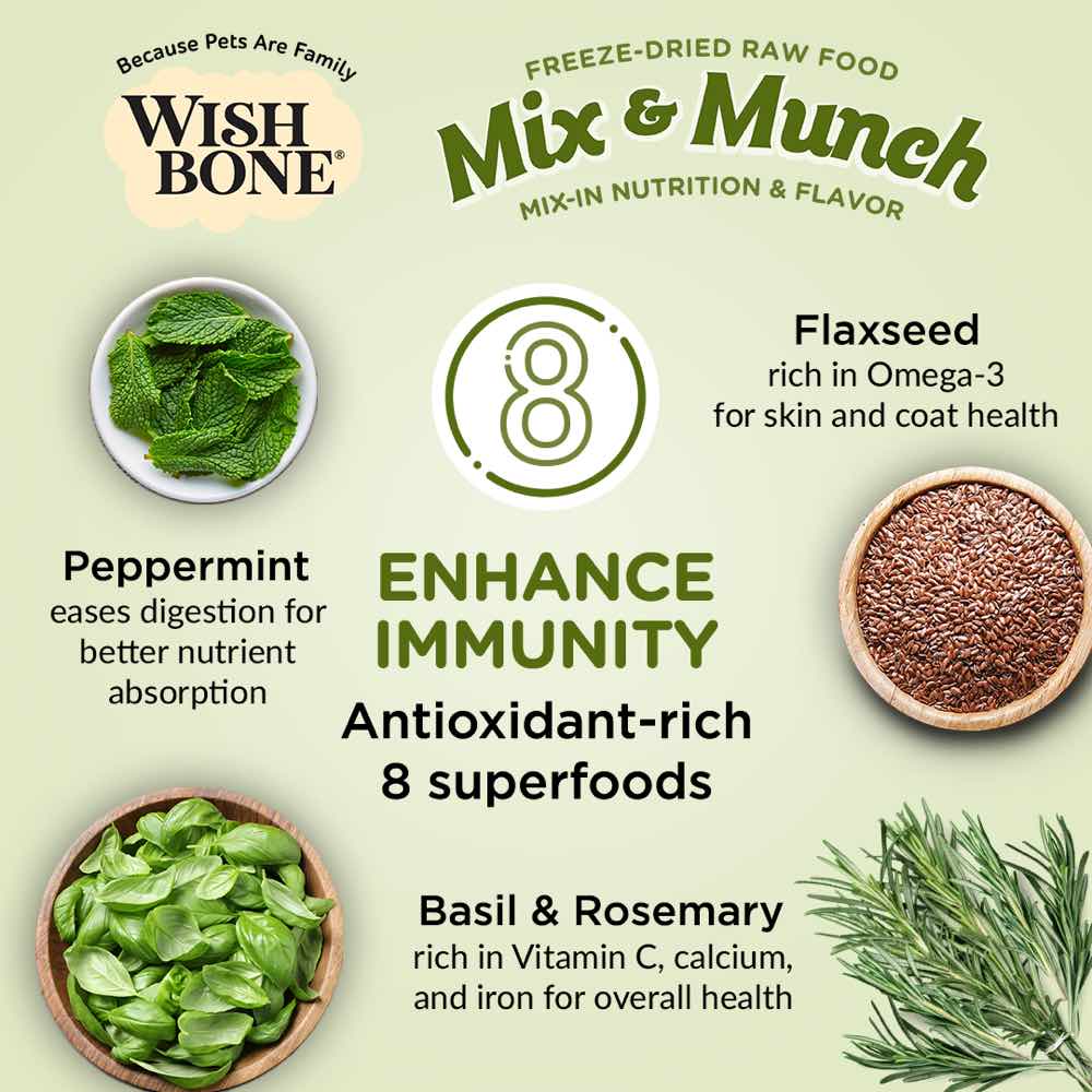 "Wishbone Mix & Munch Lamb, Goat & Chicken Grain-Free Freeze-Dried Raw Food Dog Food Topper 350g"